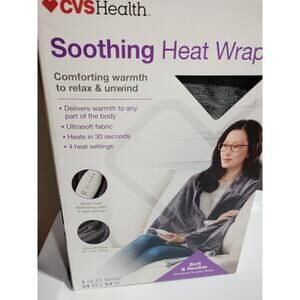 CVS Health Electric Heating Pad Gray Ultrasoft Fabric 4 Heat Settings Remote